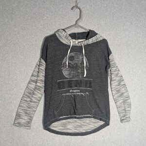 Techstyles Bend Oregon Hoodie Women Medium Gray Graphic Pullover Casual Outdoors